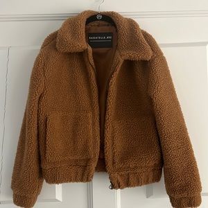 Brown bomber teddy coat